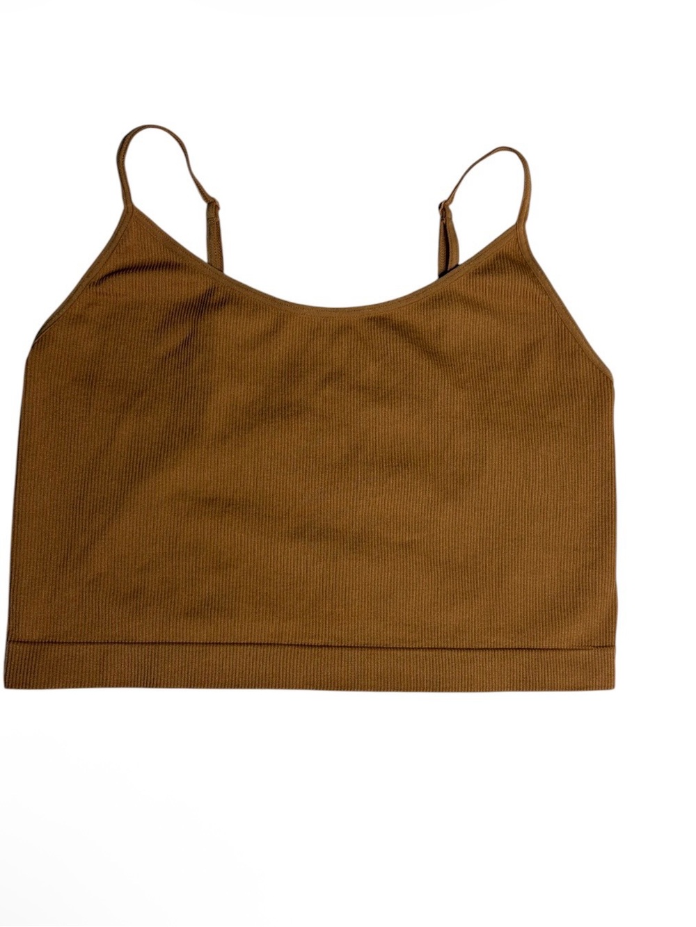 The an ribbed nylon cropped top or unpadded sports bra size M